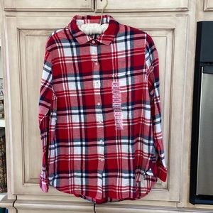 GAP Boyfriend Flannel shirt sz S red white plaid NWT